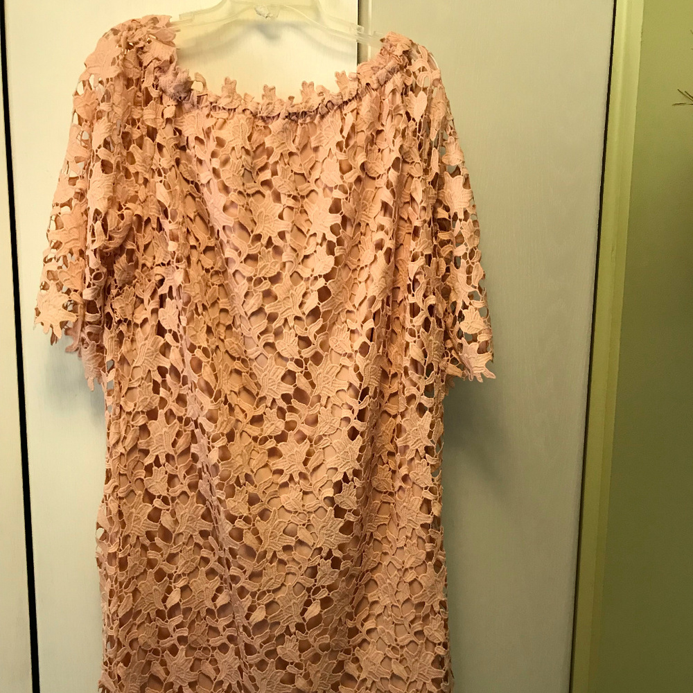 Off-The-Shoulder Lace Dress With Bell Sleeves